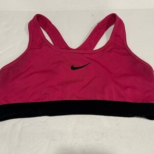 NIKE Women DRI-FIT Medium Support Yoga Sports Bra-Pink/Black Size Medium